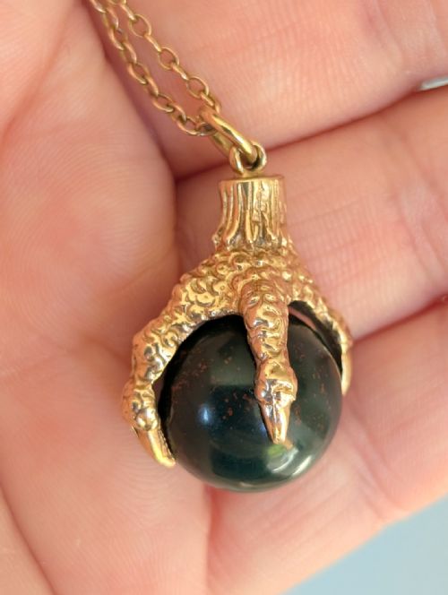 LARGE ANTIQUE 9CT GOLD EAGLE CLAW PENDANT FOB - ADDITIONAL PHOTO 9