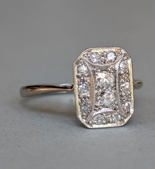 ART DECO 18CT GOLD PLATINUM DIAMOND RING - ADDITIONAL PHOTO 1
