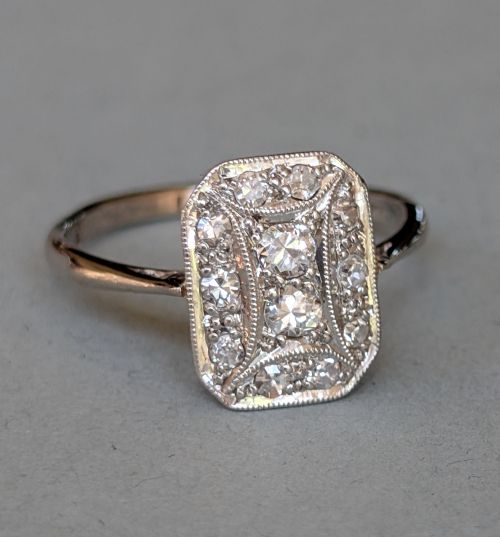 ART DECO 18CT GOLD PLATINUM DIAMOND RING - ADDITIONAL PHOTO 2