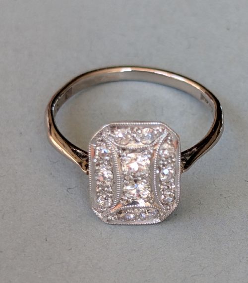 ART DECO 18CT GOLD PLATINUM DIAMOND RING - ADDITIONAL PHOTO 3