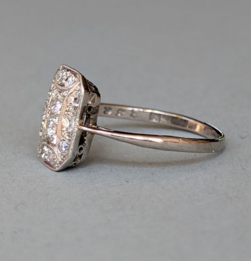 ART DECO 18CT GOLD PLATINUM DIAMOND RING - ADDITIONAL PHOTO 4
