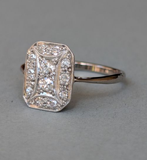 ART DECO 18CT GOLD PLATINUM DIAMOND RING - ADDITIONAL PHOTO 5