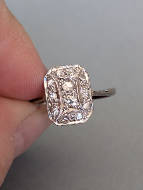 ART DECO 18CT GOLD PLATINUM DIAMOND RING - ADDITIONAL PHOTO 6