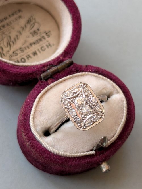 ART DECO 18CT GOLD PLATINUM DIAMOND RING - ADDITIONAL PHOTO 8