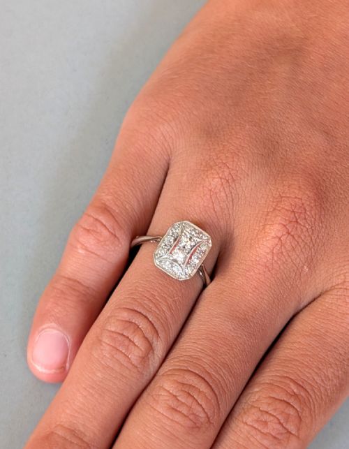 ART DECO 18CT GOLD PLATINUM DIAMOND RING - ADDITIONAL PHOTO 9