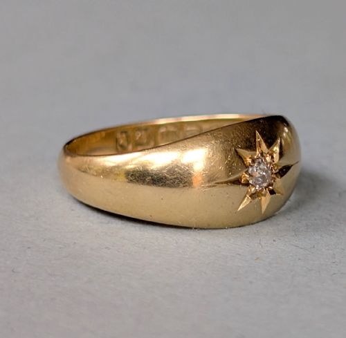 ANTIQUE 18CT GOLD DIAMOND GYPSY RING C1909 - ADDITIONAL PHOTO 1