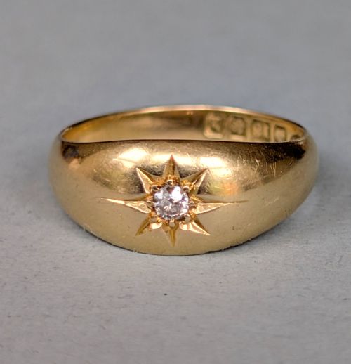 ANTIQUE 18CT GOLD DIAMOND GYPSY RING C1909 - ADDITIONAL PHOTO 2