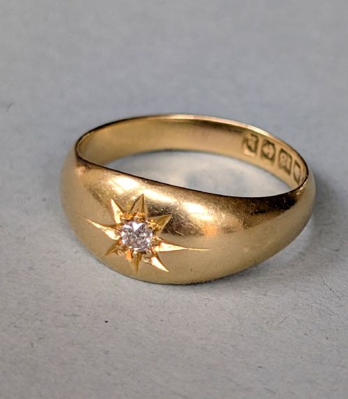 ANTIQUE 18CT GOLD DIAMOND GYPSY RING C1909 - ADDITIONAL PHOTO 3