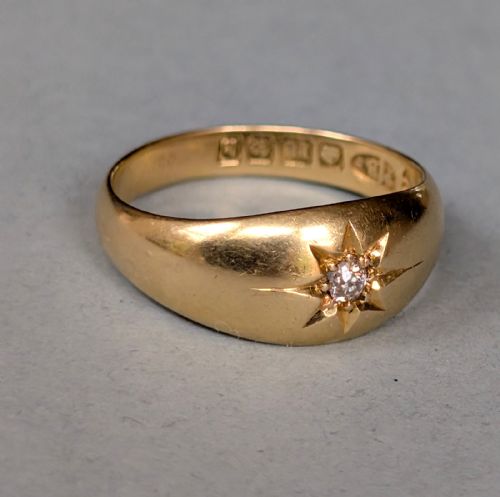ANTIQUE 18CT GOLD DIAMOND GYPSY RING C1909 - ADDITIONAL PHOTO 4