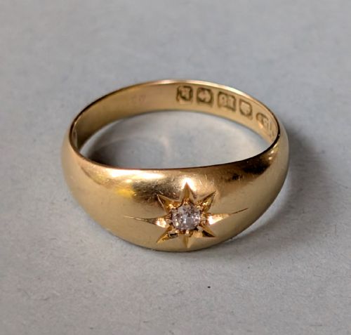 ANTIQUE 18CT GOLD DIAMOND GYPSY RING C1909 - ADDITIONAL PHOTO 5