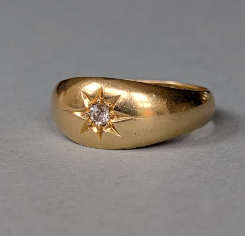 ANTIQUE 18CT GOLD DIAMOND GYPSY RING C1909 - ADDITIONAL PHOTO 6
