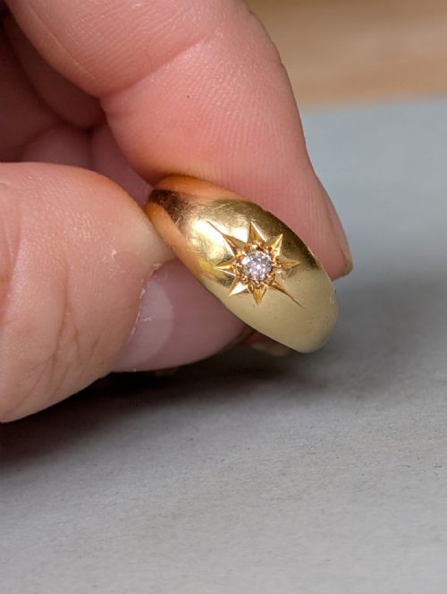 ANTIQUE 18CT GOLD DIAMOND GYPSY RING C1909 - ADDITIONAL PHOTO 8