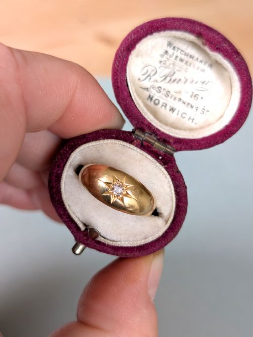 ANTIQUE 18CT GOLD DIAMOND GYPSY RING C1909 - ADDITIONAL PHOTO 9