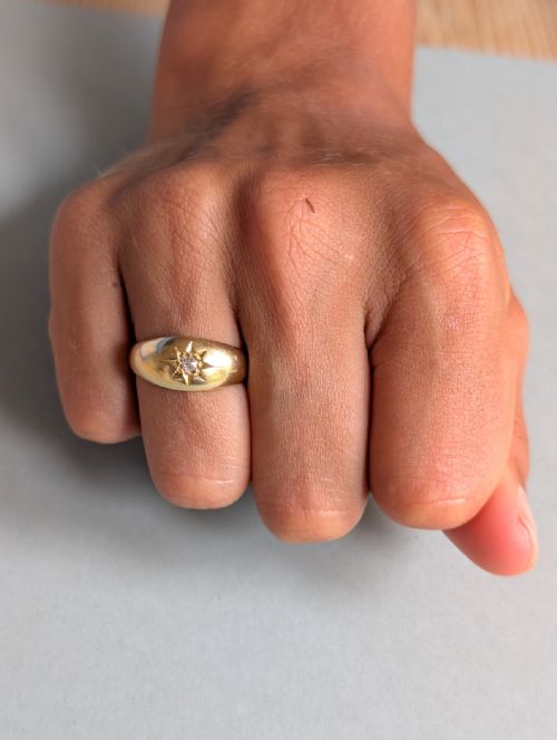 ANTIQUE 18CT GOLD DIAMOND GYPSY RING C1909 - ADDITIONAL PHOTO 10
