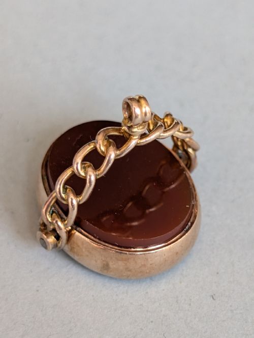 EDWARDIAN 9CT GOLD SPINNING FOB - ADDITIONAL PHOTO 2