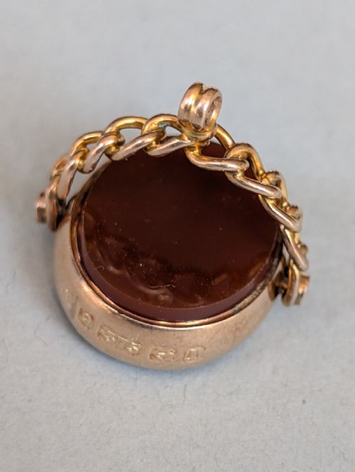 EDWARDIAN 9CT GOLD SPINNING FOB - ADDITIONAL PHOTO 4