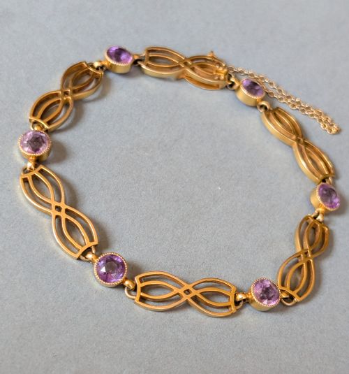 EDWARDIAN 9CT GOLD AMETHYST BRACELET BY DEAKIN AND FRANCIS - ADDITIONAL PHOTO 2