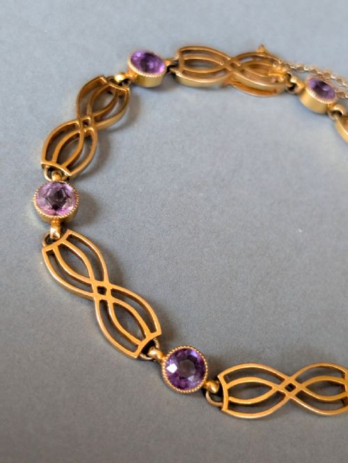 EDWARDIAN 9CT GOLD AMETHYST BRACELET BY DEAKIN AND FRANCIS - ADDITIONAL PHOTO 3