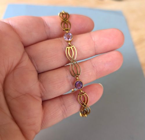 EDWARDIAN 9CT GOLD AMETHYST BRACELET BY DEAKIN AND FRANCIS - ADDITIONAL PHOTO 6