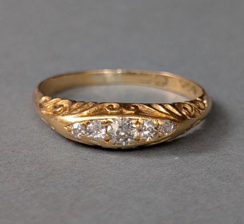 VICTORIAN 18CT GOLD DIAMOND GYPSY RING - ADDITIONAL PHOTO 1