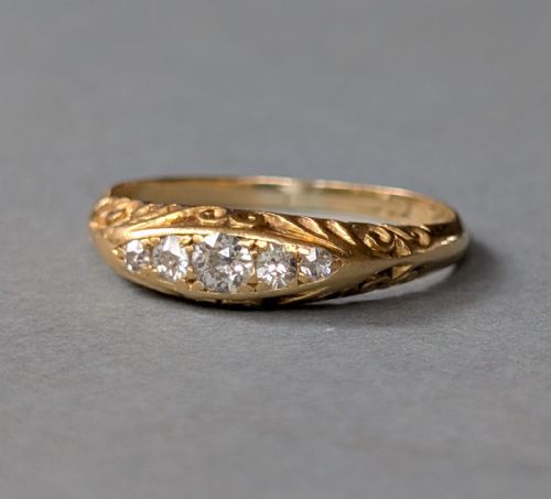 VICTORIAN 18CT GOLD DIAMOND GYPSY RING - ADDITIONAL PHOTO 2