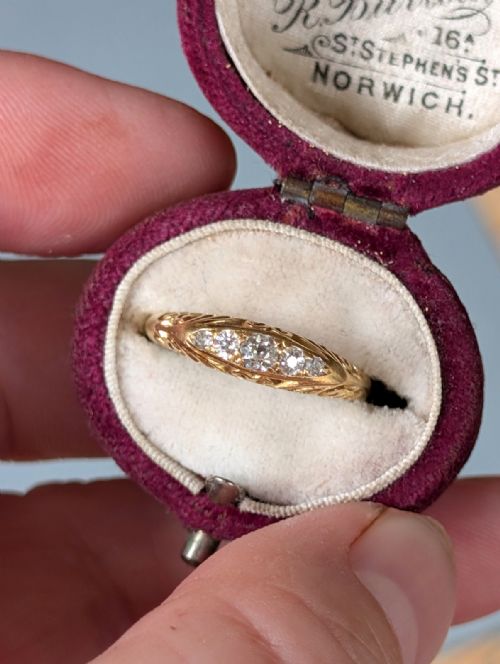 VICTORIAN 18CT GOLD DIAMOND GYPSY RING - ADDITIONAL PHOTO 3