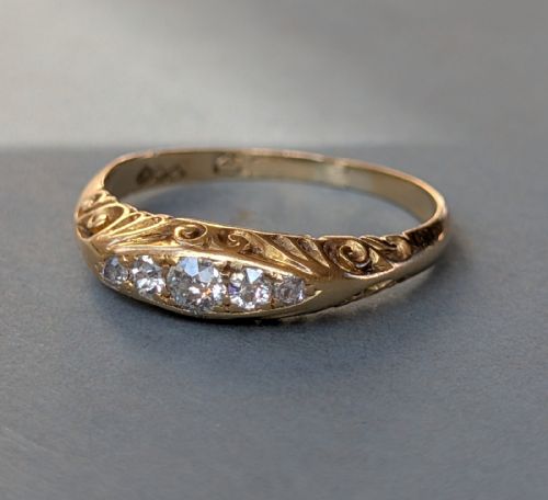 VICTORIAN 18CT GOLD DIAMOND GYPSY RING - ADDITIONAL PHOTO 4