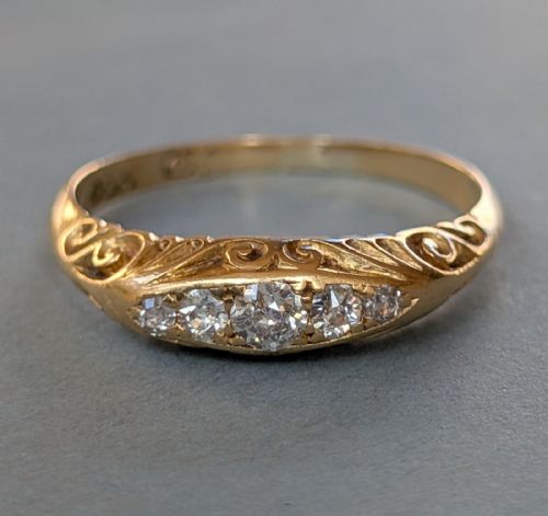 VICTORIAN 18CT GOLD DIAMOND GYPSY RING - ADDITIONAL PHOTO 5