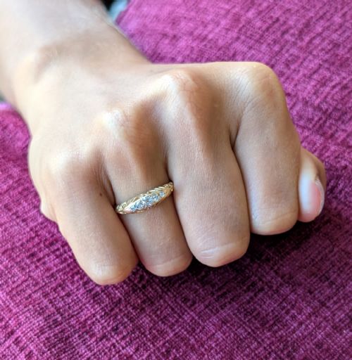 VICTORIAN 18CT GOLD DIAMOND GYPSY RING - ADDITIONAL PHOTO 7