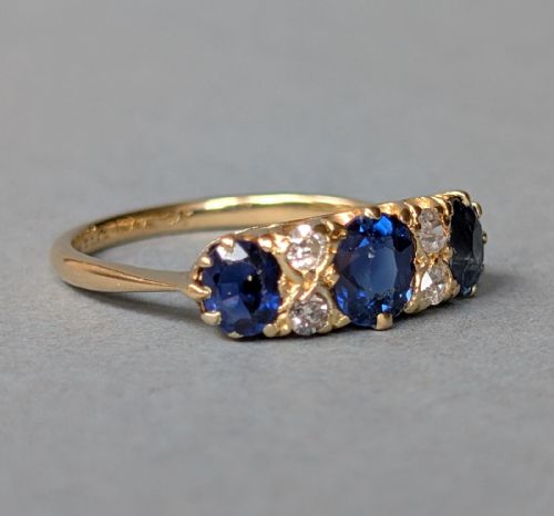 ANTIQUE 18CT GOLD SAPPHIRE DIAMOND RING - ADDITIONAL PHOTO 2