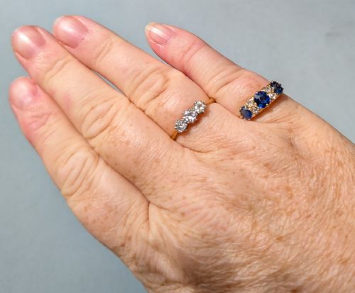 ANTIQUE 18CT GOLD SAPPHIRE DIAMOND RING - ADDITIONAL PHOTO 8