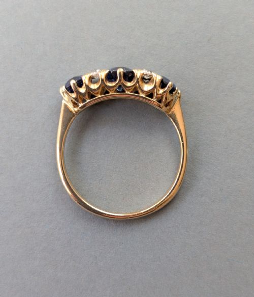 ANTIQUE 18CT GOLD SAPPHIRE DIAMOND RING - ADDITIONAL PHOTO 10
