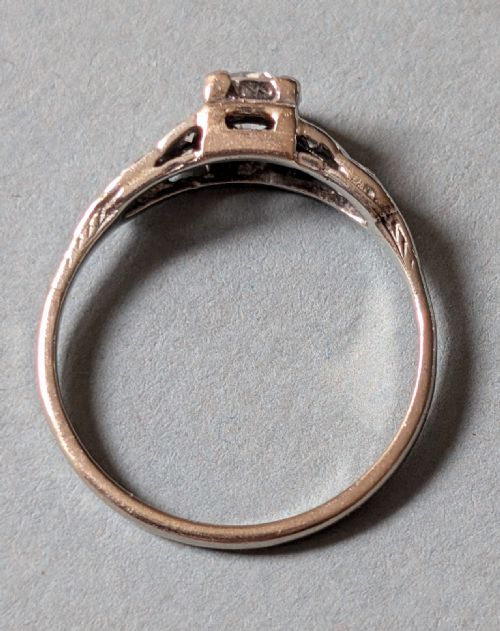 ART DECO 18CT GOLD PLATINUM DIAMOND SOLITAIRE ENGAGEMENT RING - ADDITIONAL PHOTO 6