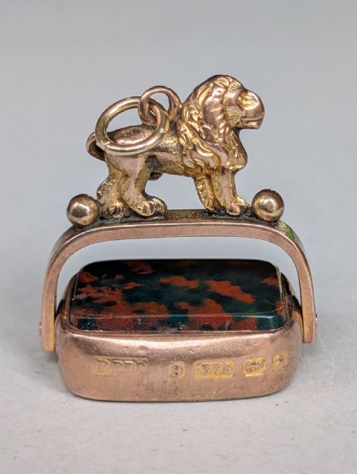 ANTIQUE 9CT GOLD LION SPINNING FOB C1900 - ADDITIONAL PHOTO 3