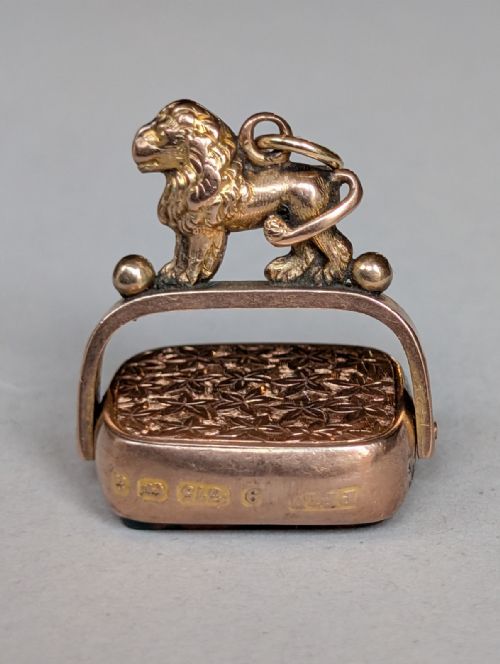 ANTIQUE 9CT GOLD LION SPINNING FOB C1900 - ADDITIONAL PHOTO 5