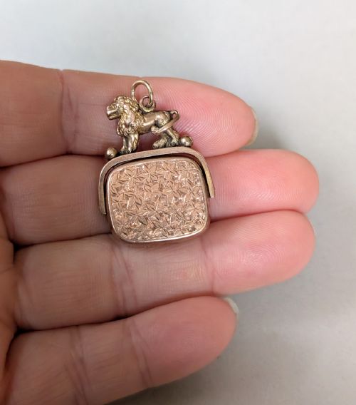 ANTIQUE 9CT GOLD LION SPINNING FOB C1900 - ADDITIONAL PHOTO 7