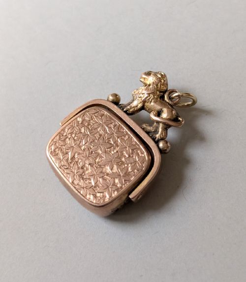 ANTIQUE 9CT GOLD LION SPINNING FOB C1900 - ADDITIONAL PHOTO 9