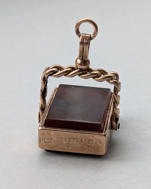 VICTORIAN 9CT GOLD SPINNING FOB C1891 - ADDITIONAL PHOTO 5
