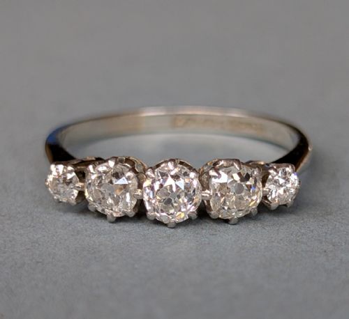 SUPERB EDWARDIAN 18CT GOLD DIAMOND FIVE STONE RING - ADDITIONAL PHOTO 2