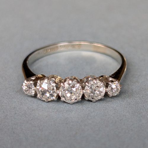 SUPERB EDWARDIAN 18CT GOLD DIAMOND FIVE STONE RING - ADDITIONAL PHOTO 4