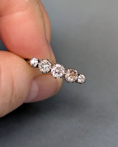 SUPERB EDWARDIAN 18CT GOLD DIAMOND FIVE STONE RING - ADDITIONAL PHOTO 6