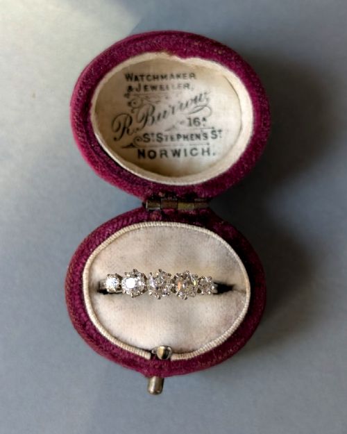 SUPERB EDWARDIAN 18CT GOLD DIAMOND FIVE STONE RING - ADDITIONAL PHOTO 8