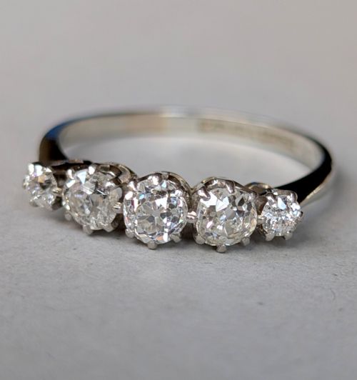 SUPERB EDWARDIAN 18CT GOLD DIAMOND FIVE STONE RING - ADDITIONAL PHOTO 9