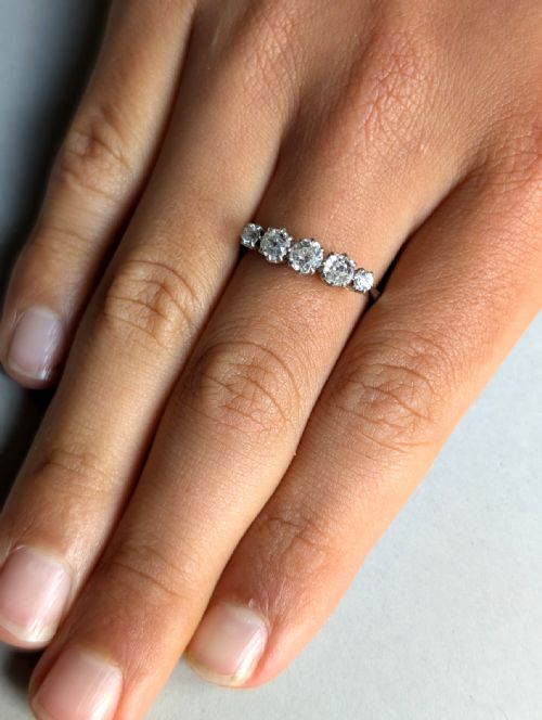SUPERB EDWARDIAN 18CT GOLD DIAMOND FIVE STONE RING - ADDITIONAL PHOTO 1