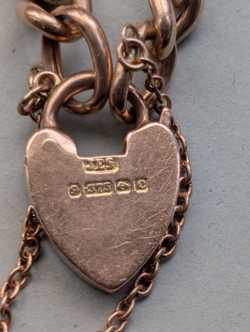 EDWARDIAN 9CT ROSE GOLD CURB CHAIN WITH PADLOCK 11G C1903 - ADDITIONAL PHOTO 3