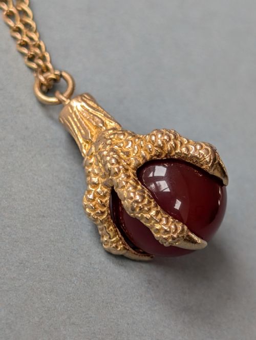 LARGE ANTIQUE 9CT GOLD EAGLE CLAW PENDANT FOB C1911 - ADDITIONAL PHOTO 4