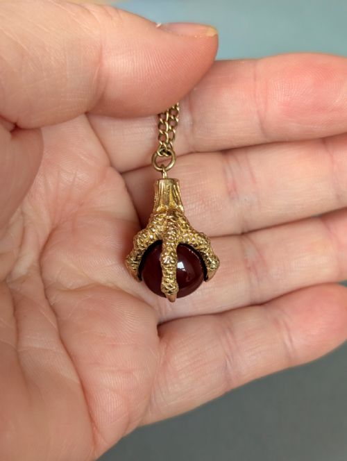 LARGE ANTIQUE 9CT GOLD EAGLE CLAW PENDANT FOB C1911 - ADDITIONAL PHOTO 7