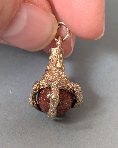 antique 9ct gold eagle claw pendant fob c1903 - CATEGORY: ANTIQUE JEWELLERY - DATED 1900