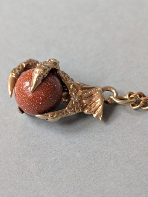 ANTIQUE 9CT GOLD EAGLE CLAW PENDANT FOB C1903 - ADDITIONAL PHOTO 3