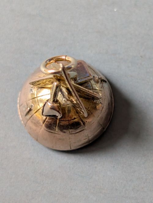 RARE ANTIQUE 9CT ROSE GOLD HALF FREEMASONS SPHERE FOB PENDANT - ADDITIONAL PHOTO 6
